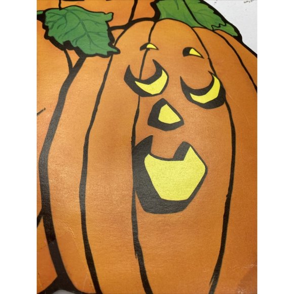 Vintage Halloween Decorations Cardstock Decor Pumpkin Two Sided Velvet - Picture 3 of 7